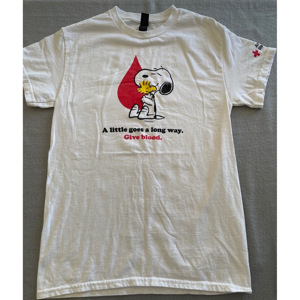 Peanuts Snoopy American Red Cross Give Blood White Graphic T-Shirt Small